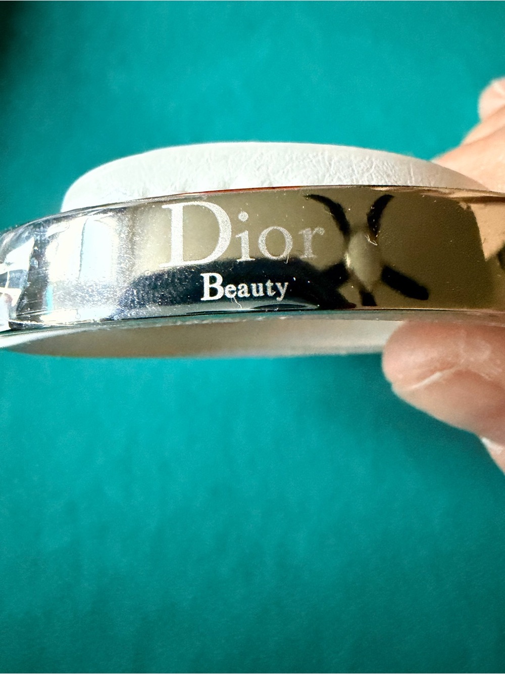 Dior Beauty White/Cream Leather Double Wrap Silver Logo Bracelet Chocker Unworn